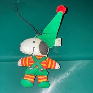 Snoopy Elf Plush Ornament - Green & Red Holiday Outfit | 1958